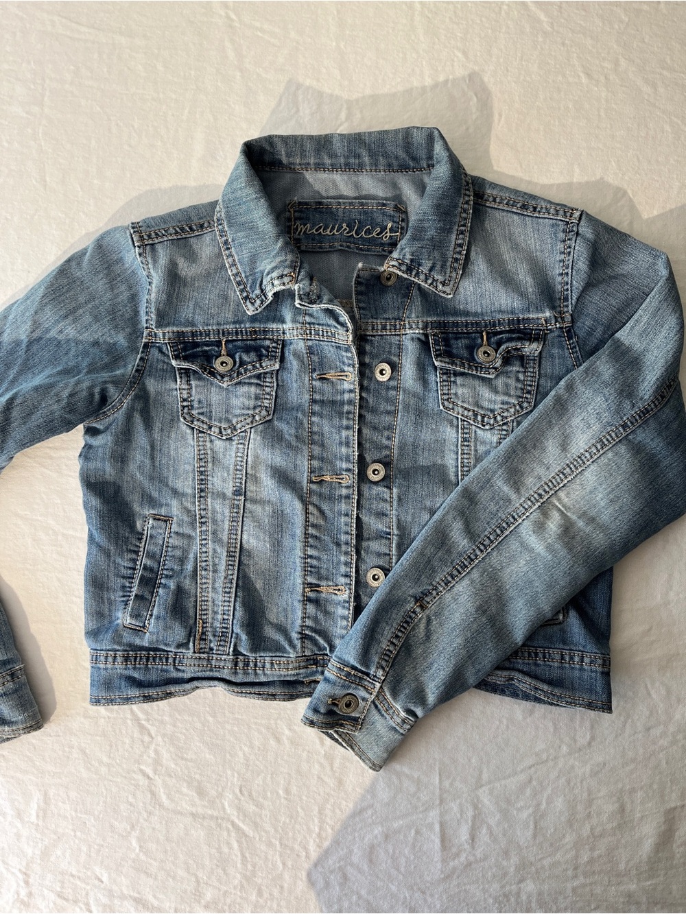 Maurices Light Wash Denim Jacket in Faded Blue